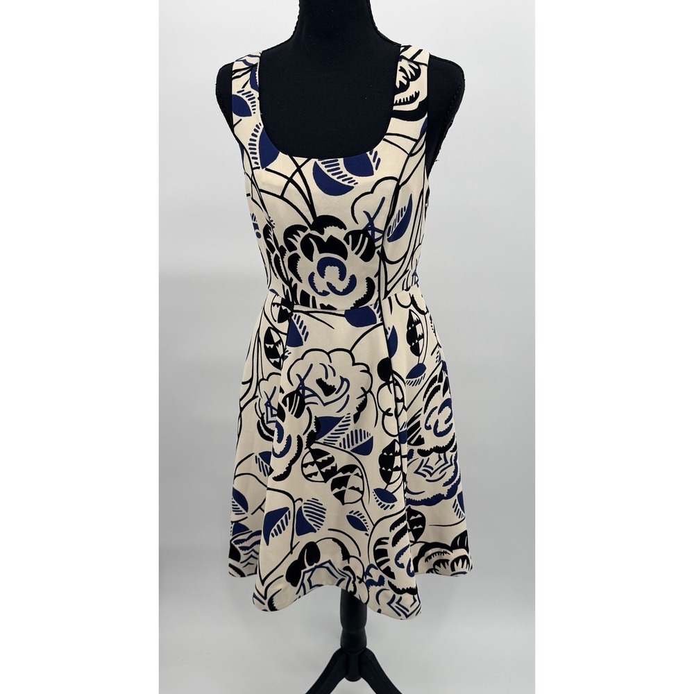 Vanessa Virginia Anthropologie Floral Mini Dress Sz 4 Cream Blue Black Pink Lace
